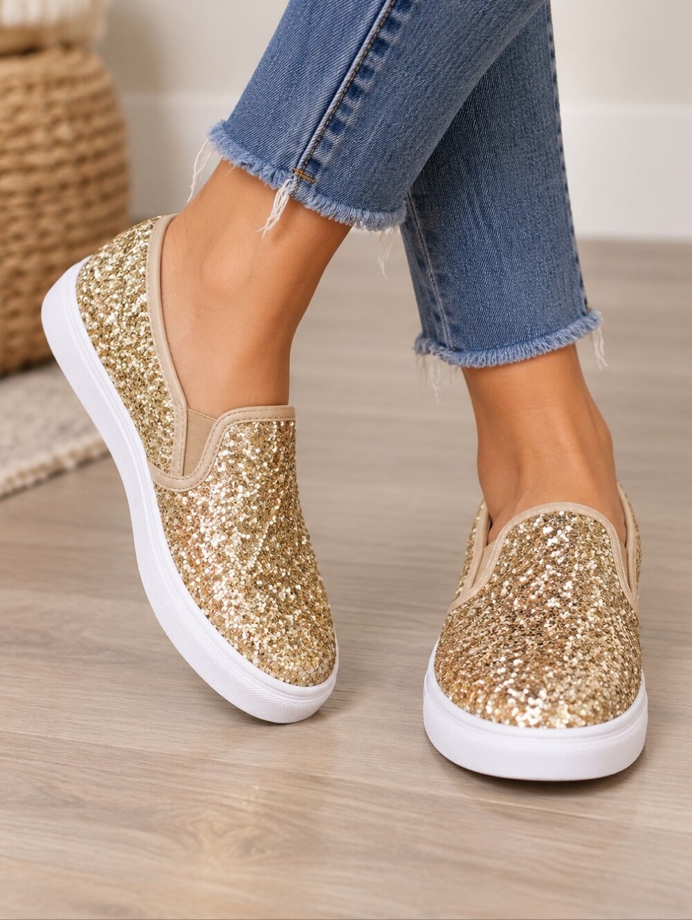 Mata Gold Sequince Shoes